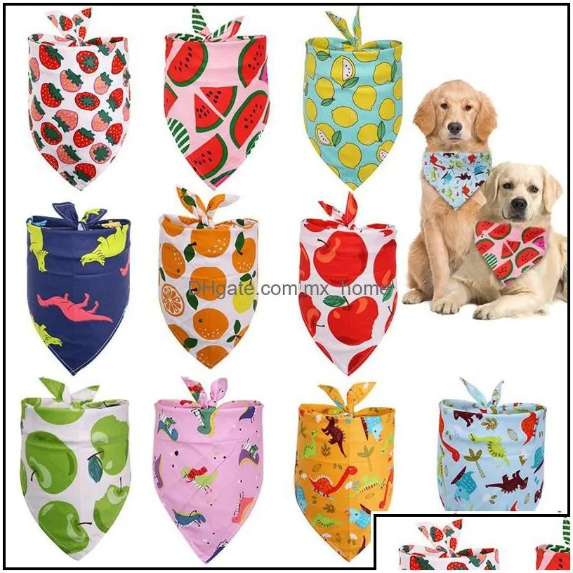 dog apparel supplies pet home garden cotton dogs bandana puppy triangle scarfs cats bibs fruit dinosaur pattern accessories summer style