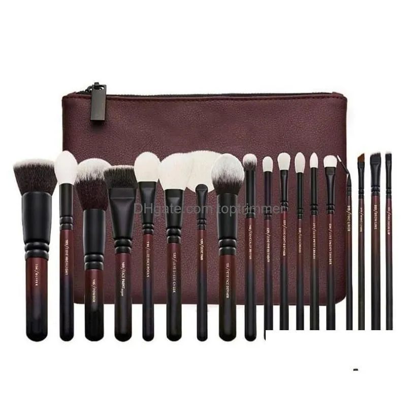 makeup brushes brand quality 18pcs/set brush with pu bag professional for powder foundation blush eyeshadow eyeliner blending d