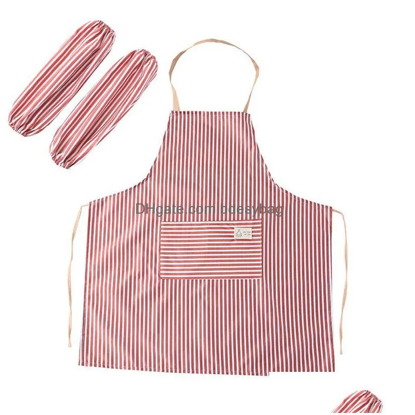 kitchen apron housework cleaning sleeves add apron waterproof anti-oil kitchen stripe apron housewife working aprons