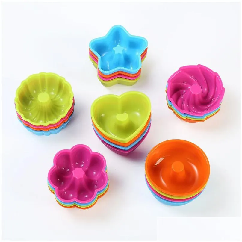 24 pcs/set nonstick silicone donut mould cupcake baking cups muffin jello bagel pan oven-microwave-dishwasher safe xbjk2206