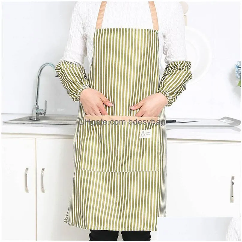 kitchen apron housework cleaning sleeves add apron waterproof anti-oil kitchen stripe apron housewife working aprons