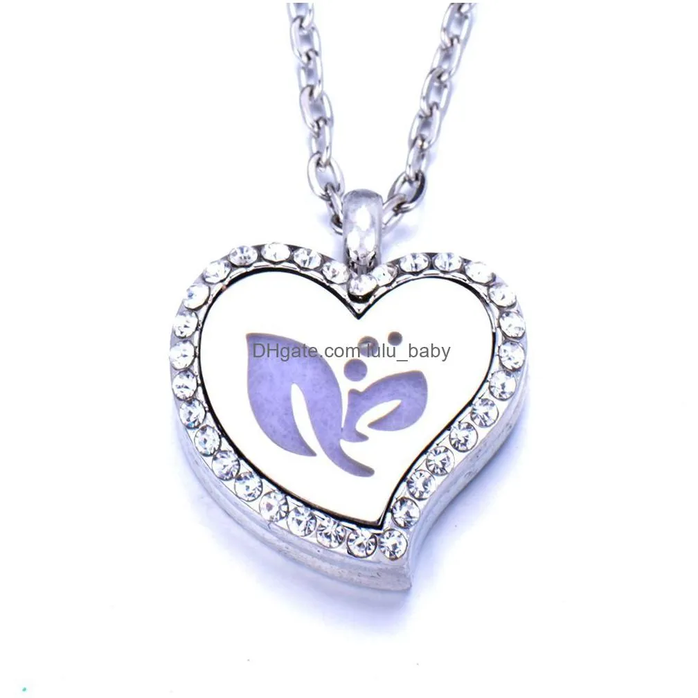 heart shape aromatherapy necklaces perfume essential oil diffuser open stainless steel locket pendant aroma diffuser necklace