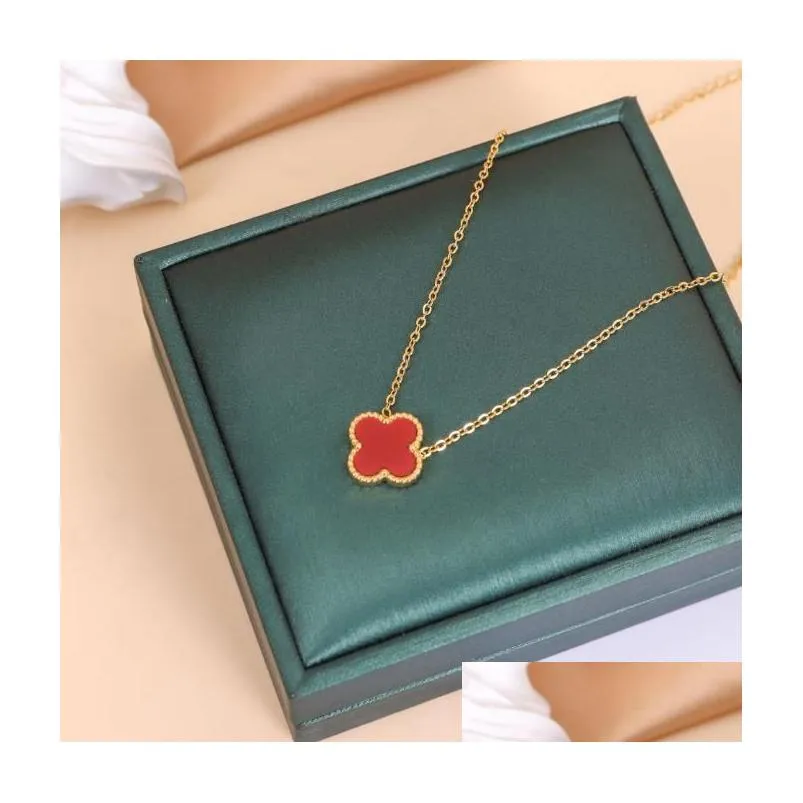 18k gold plated necklaces luxury designer necklace flowers four-leaf clover cleef fashional pendant necklace wedding party jewelry no