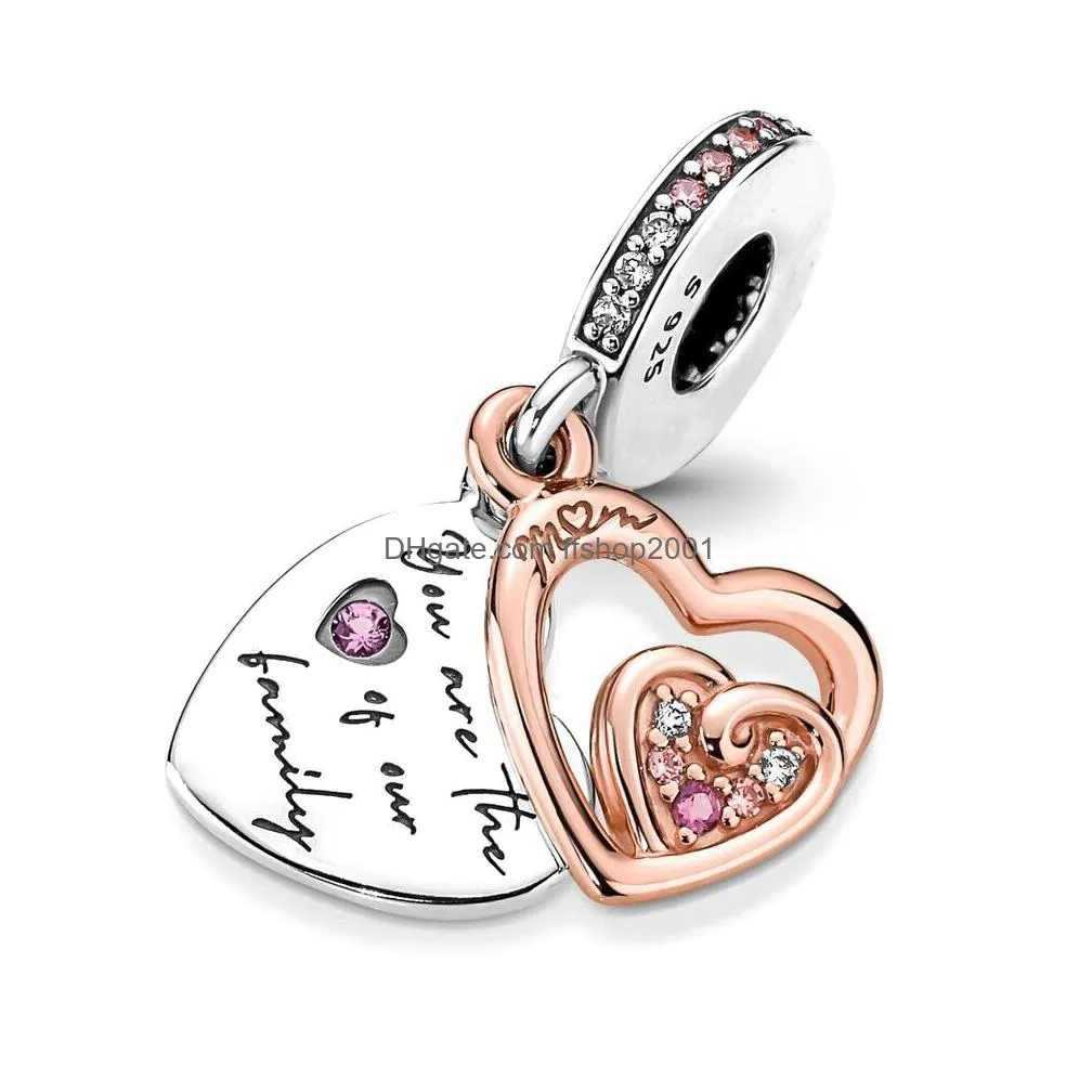  925 sterling silver mothers day mom heart lock pendant diy fine beads fit pandora charms jewerly bracelet gift accessories