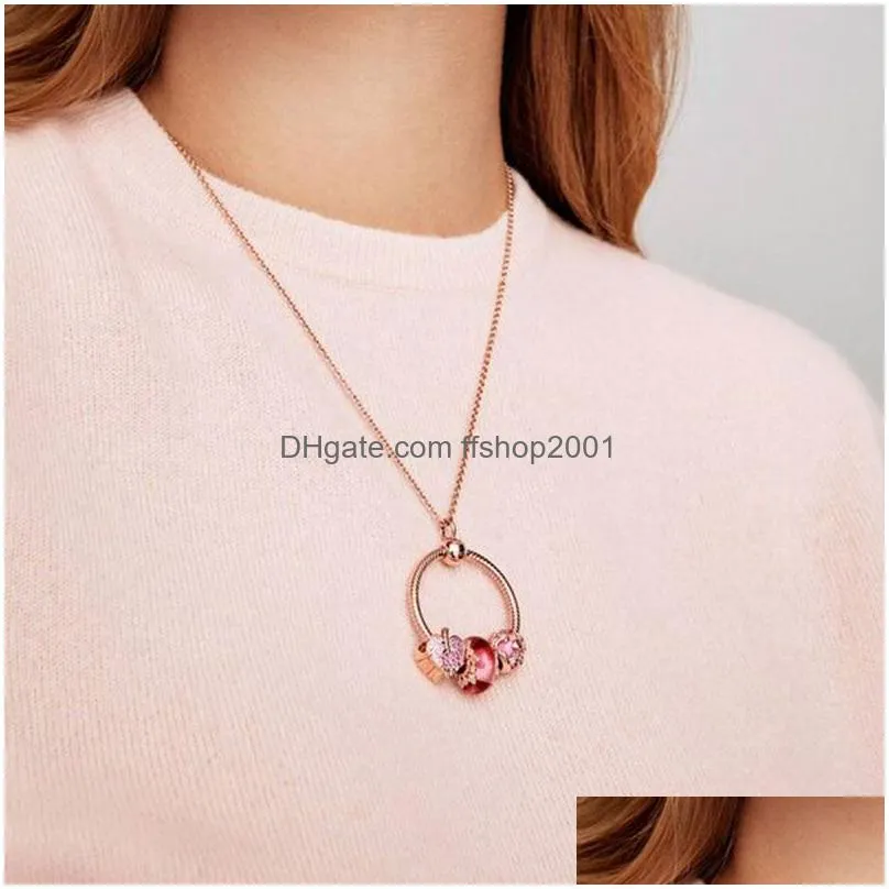 the 925 sterling silver vermiculite rose gold suspension is suitable for primitive pandora necklace ms. diy charm jewelry