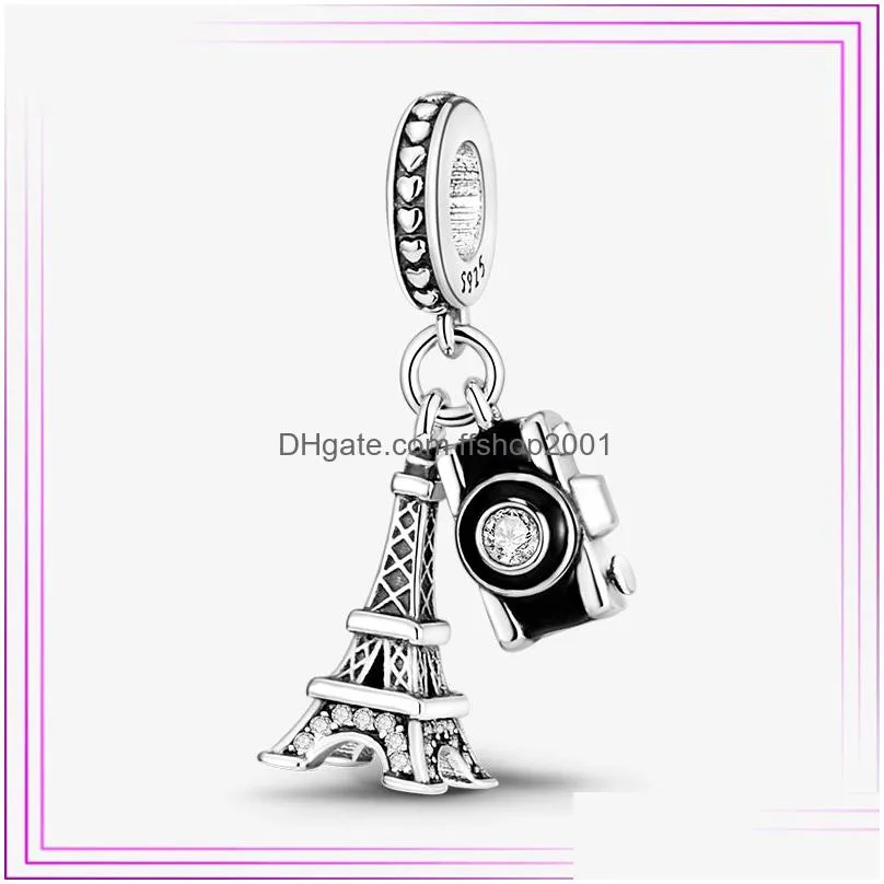 925 sterling silver castle tower sea tower bead building charm plata de ley 925 for original pendant bracelet women gift jewelry