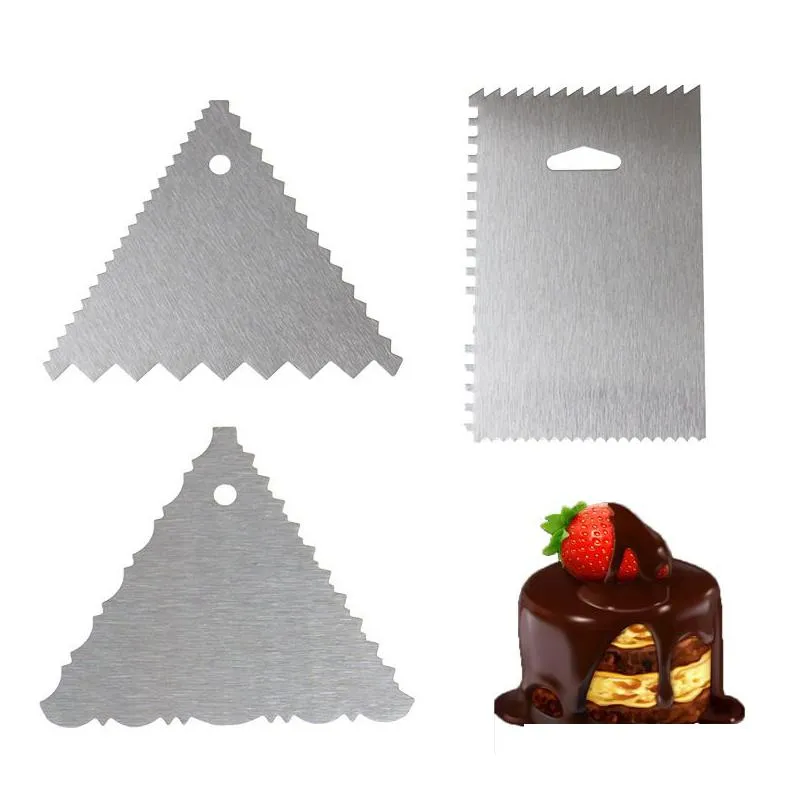 6pcs/set cake scraper stainless steel edge decorating comb icing smoother buttercream side polisher bakeware tools jkkd2103