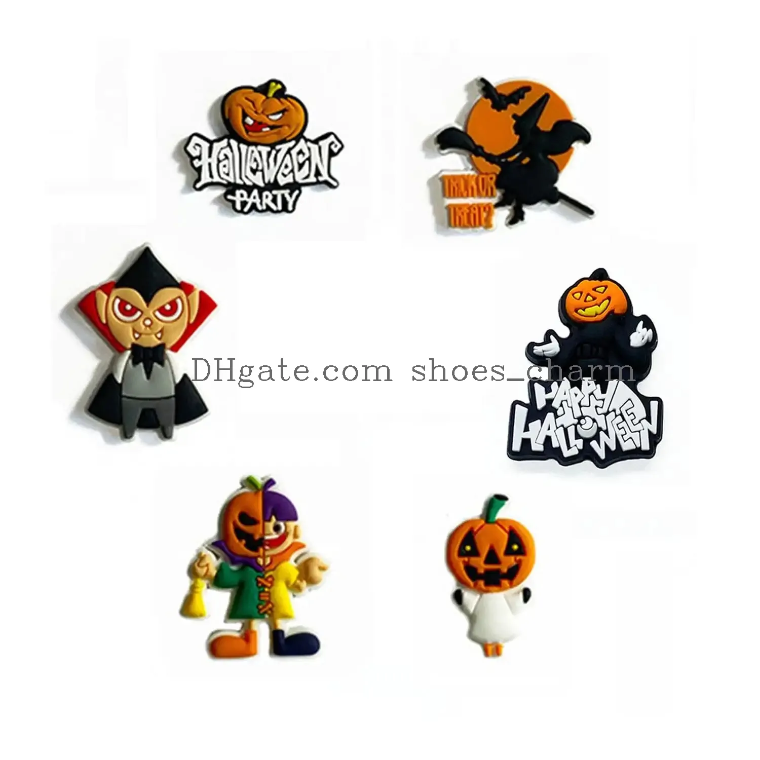 skull pumpkin clog shoe decoration charms halloween horror shoe accessories for kid boy and girl adult women men party favor gifts