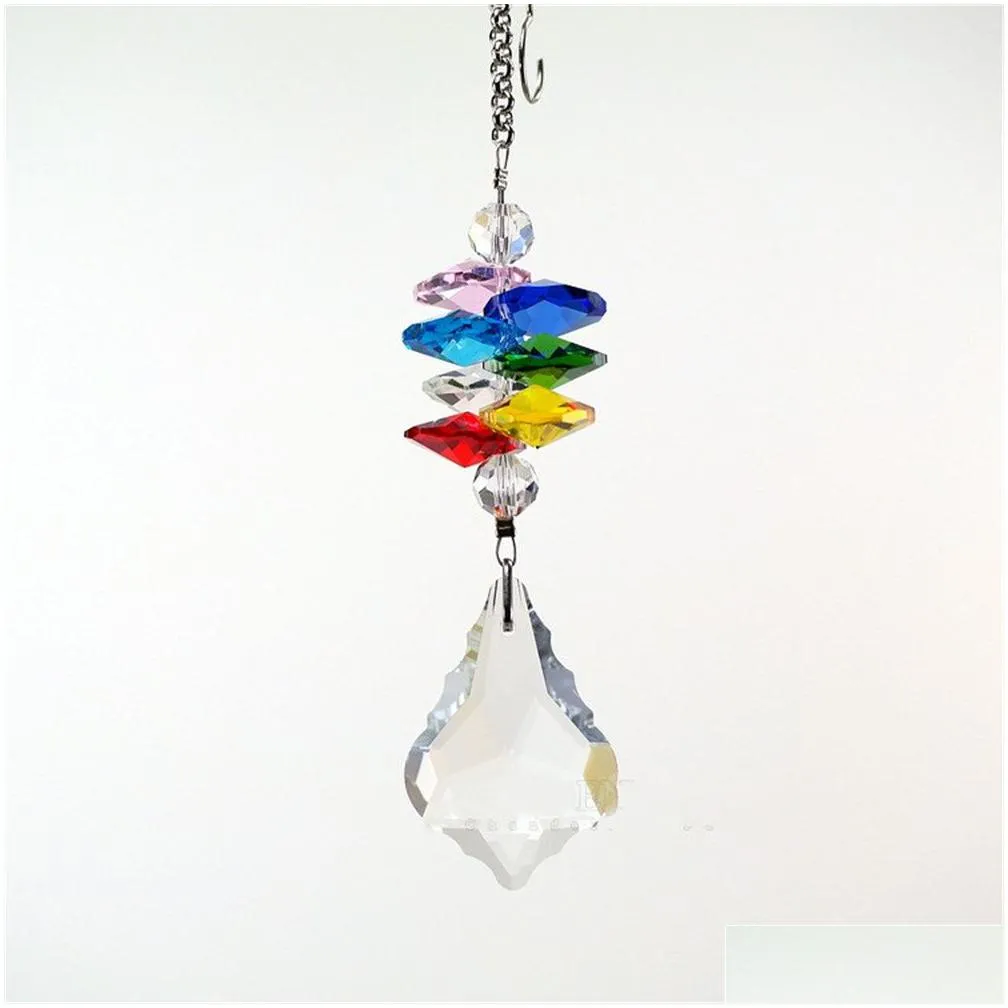 wholesale party decoration chandelier crystals prisms rainbow octagon chakra suncatcher gift rainbow christmas tree hanging ornament