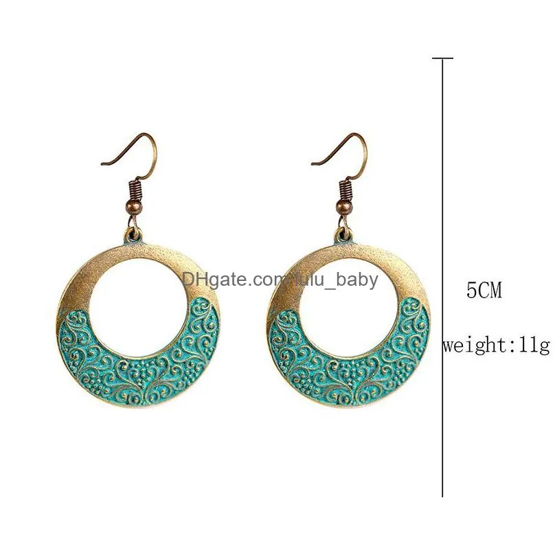 boho femme charm turquoise earrings antique gypsy indian tribal ethnic hoop dangle mandala earrings