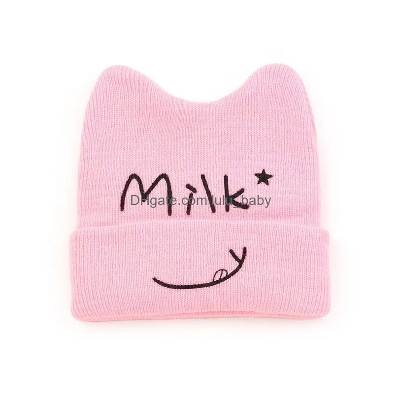 fashion cute cartoon bear ear baby hat autumn winter infant toddler cap soft warm embroidery beanies boy girl knitted bonnet 3-36