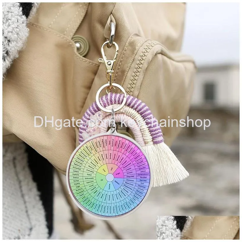 feelings wheel double sided keychain colored acrylic keychains luggage decorative pendant keyring key chains