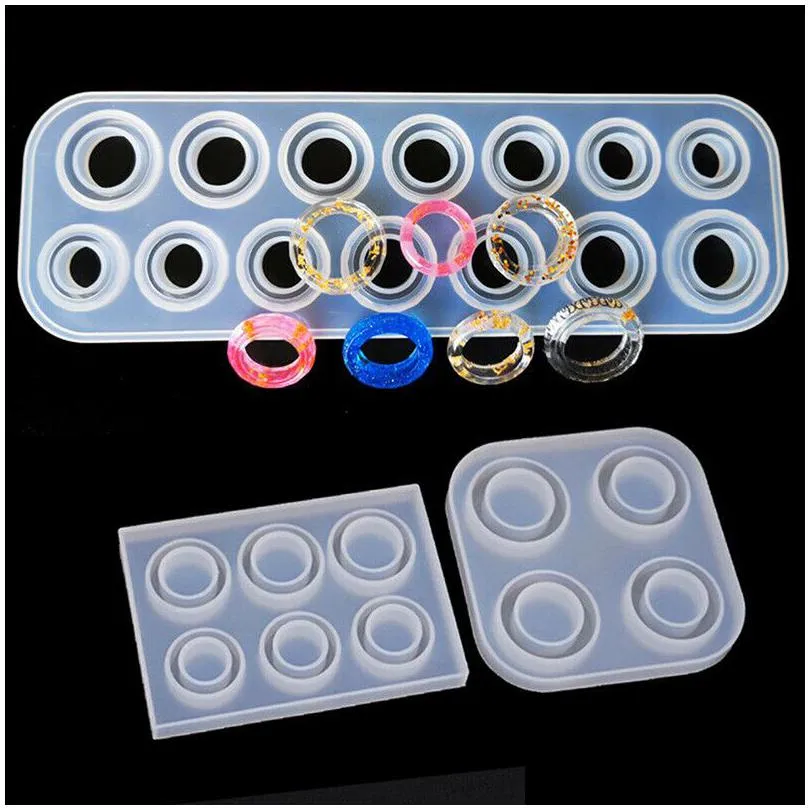 6/14 hole rings mold handmade diy making ring jewellery tools silicone mould crystal epoxy resin molds for jewelry made