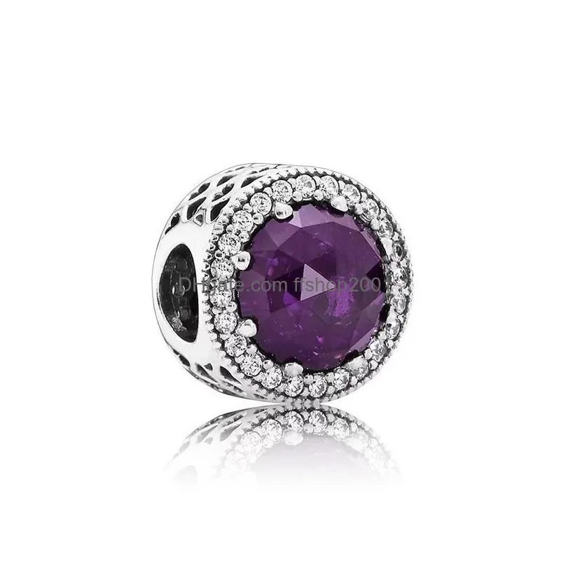 925 sterling silver pandora charm purple series flower daisy suspension of glass beaded original ladies bracelet jewelry gift 