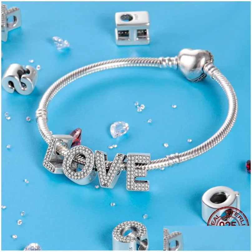 pandora original s925 sterling silver 26 letters a-z series bead charm is suitable for bracelet diy fashion jewelry accessories