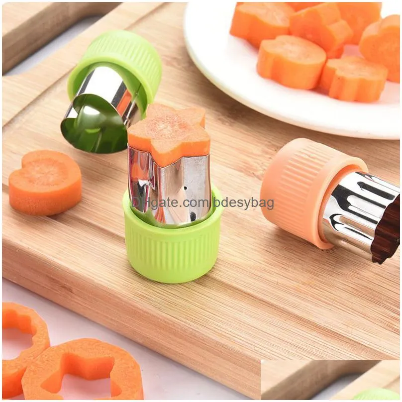 star heart shape vegetables cutter plastic handle 3pcs portable cook tools stainless steel fruit cutting die kitchen gadgets