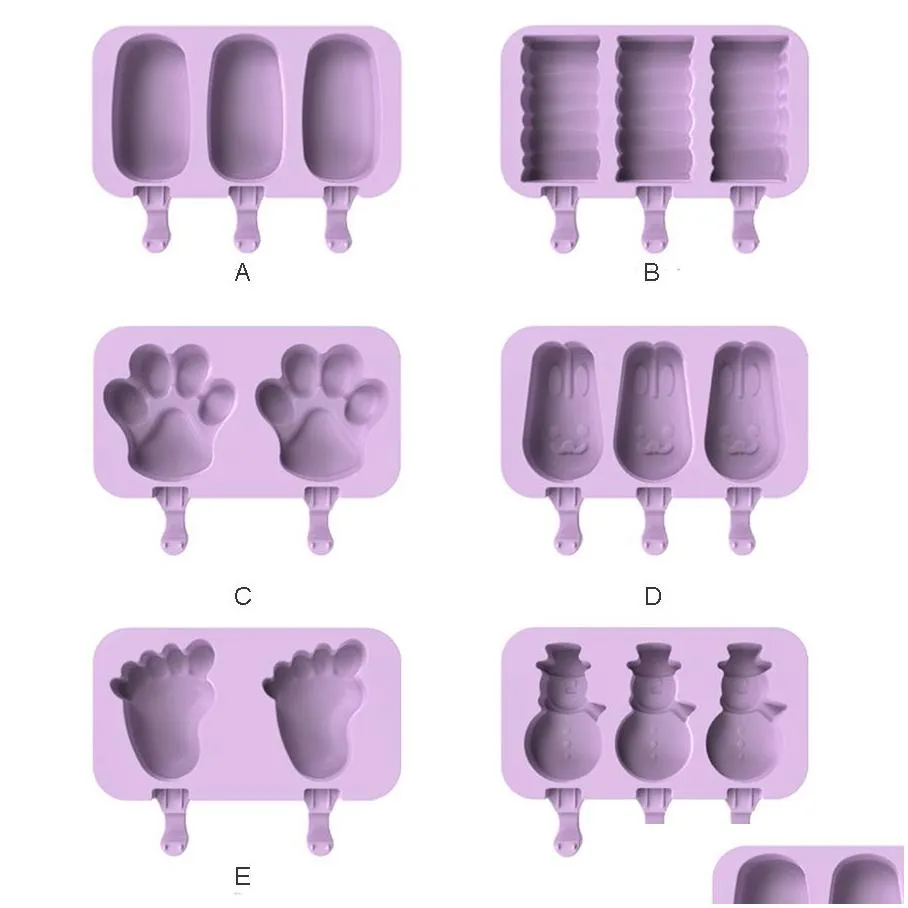 silicone ice cream mold popsicle molds diy homemade cartoon ice cream ice maker mould with 50 wood stick jk2006kd