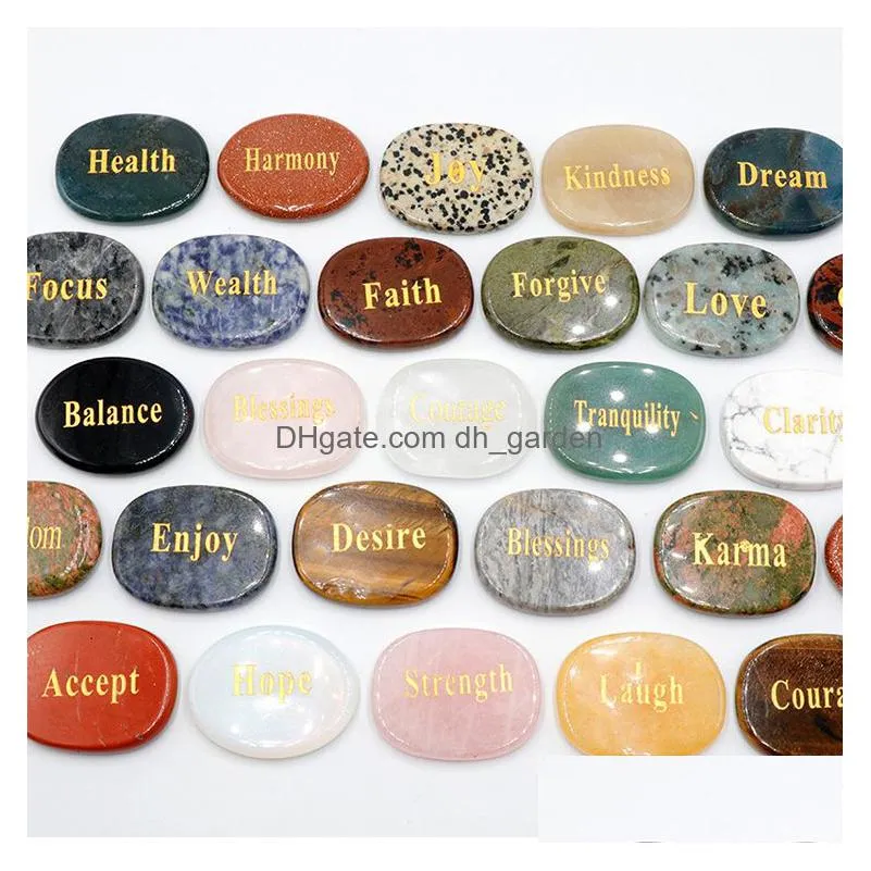 inspirational lettered hope dream healing irregular thumb worry stone natural crystal reiki treatment minerals massage craft ornaments