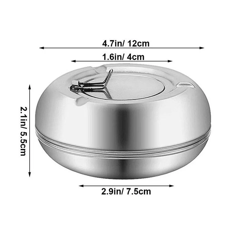 windproof ashtray with lid stainless steel tabletop ashtray for outdoor indoor use desktop smoking ash tray xbjk2211