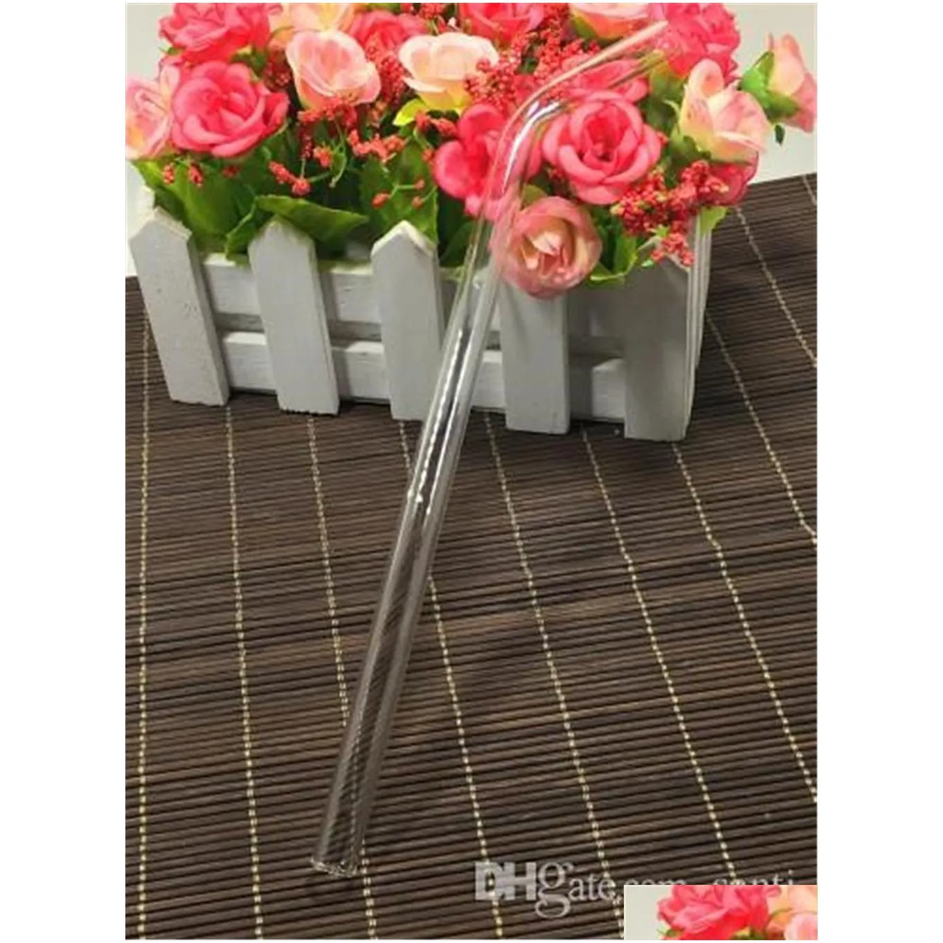 dining bar sefety heat-resistant glass straw bent curved drinking straws brush high borosilicate glass pipet