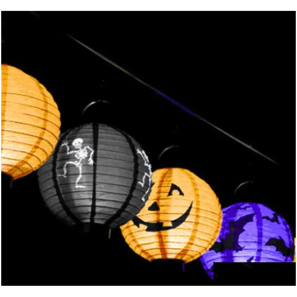 festive event halloween led paper pumpkin ghost hanging lantern light holiday party decor xb1