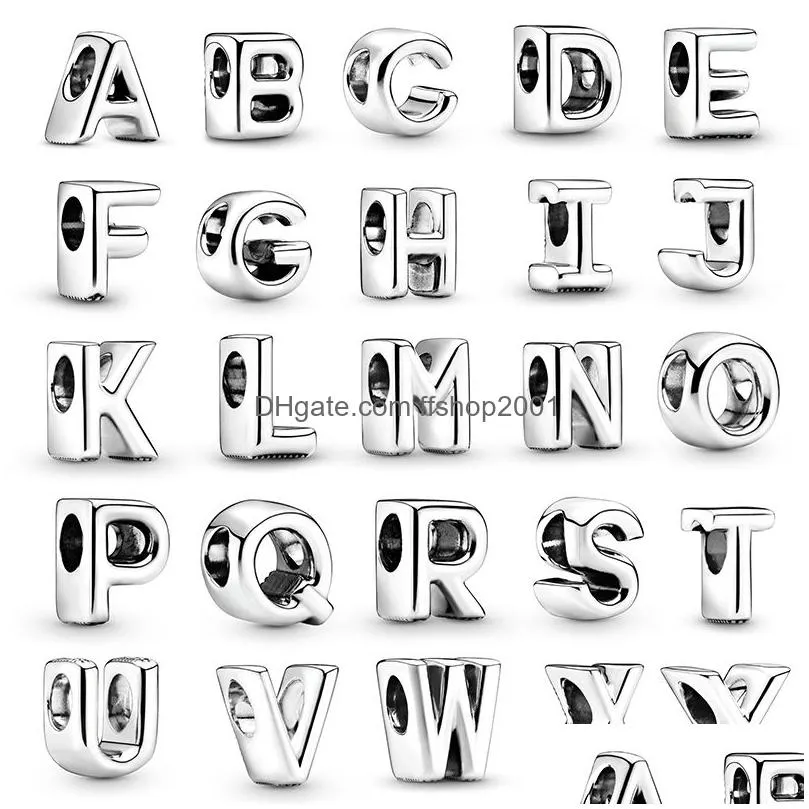  925 sterling silver 26 english alphabet charm beads suitable for original pandora bracelet necklace ladies jewelry accessories