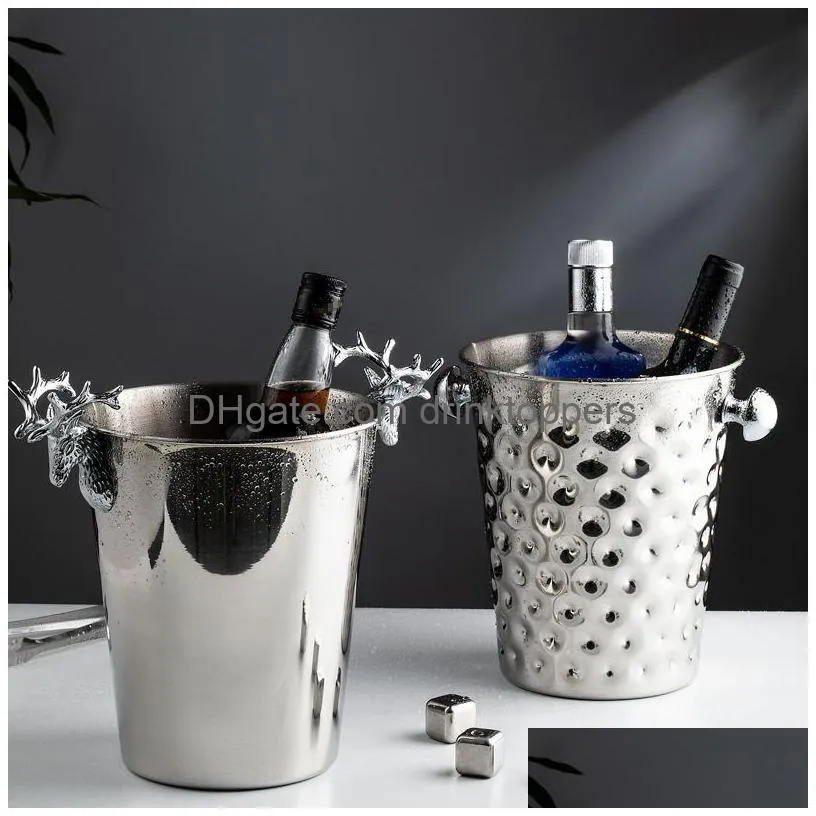 ice buckets and coolers fashionable and creative ice bucket stainless steel golden hammer pattern ice bucket ice red wine champagne ice wine barrel