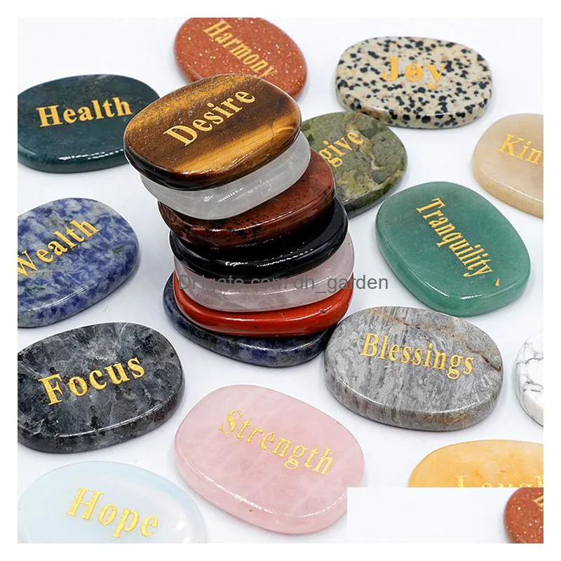 inspirational lettered hope dream healing irregular thumb worry stone natural crystal reiki treatment minerals massage craft ornaments