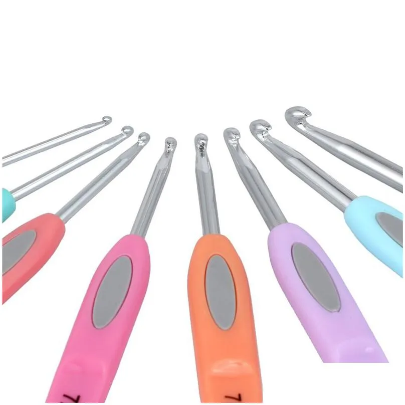 8 pcs/set plastic handle alumina crochet hooks knitting needles craft tools yarn sweater weave sewing tool xbjk2105