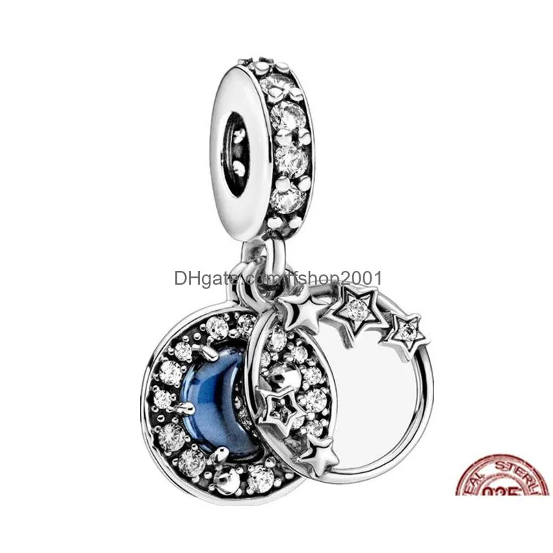 925 sterling silver blue devils palm eye charm moon-watching fox butterfly dangle jewelry bead fit original pandora bracelet