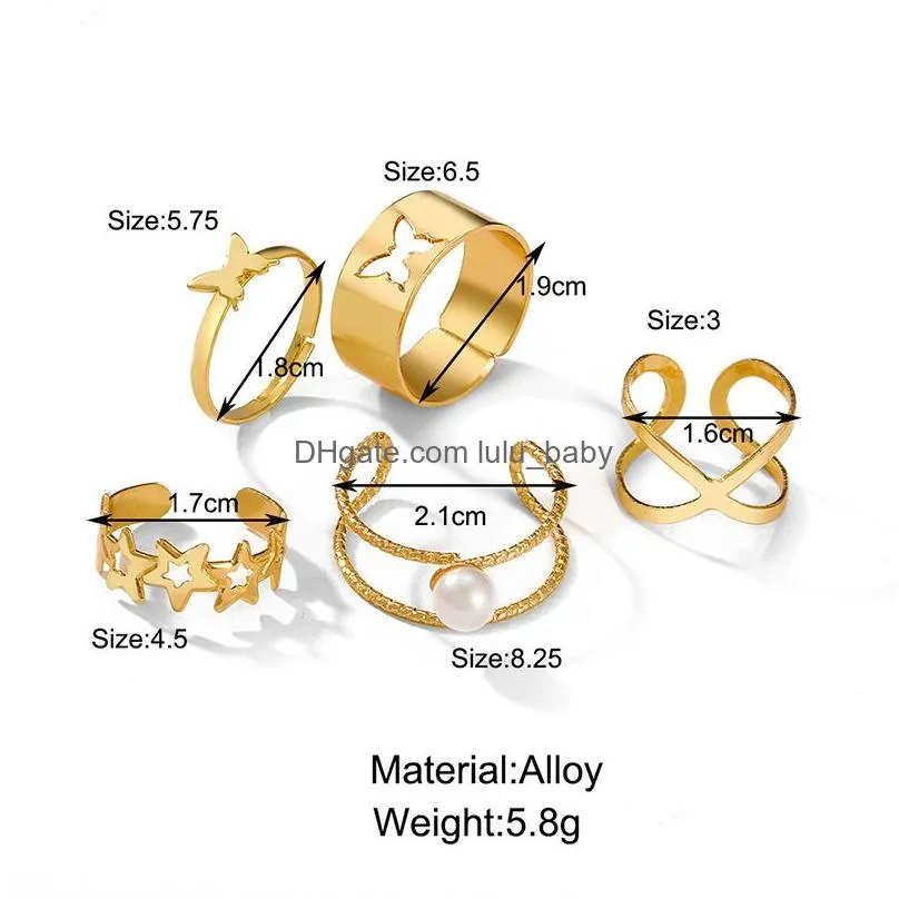 vintage gold color geometric heart circle joint cluster rings set for women minimalist metal knuckle ring jewelry 10pcs/set