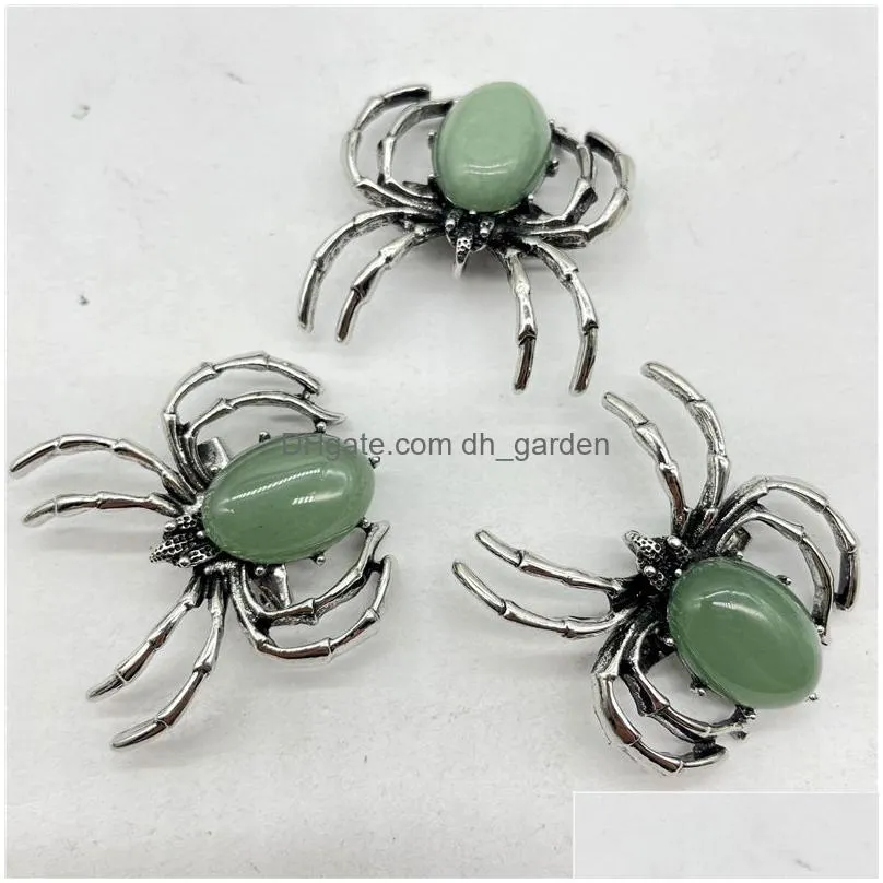 natural rose quartz stone spider shape pendant dual usage insect brooch for jewelry making shipping