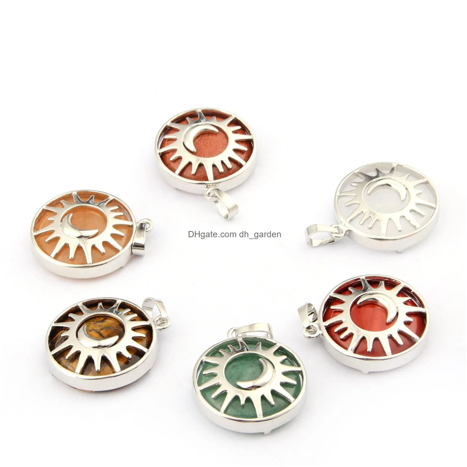 natural stone metal sun moon shape charm healing pendant for necklace jewelry making women earring