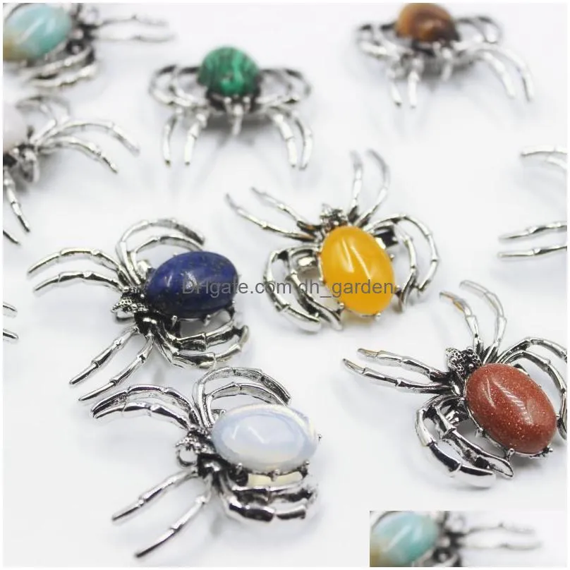 natural rose quartz stone spider shape pendant dual usage insect brooch for jewelry making shipping