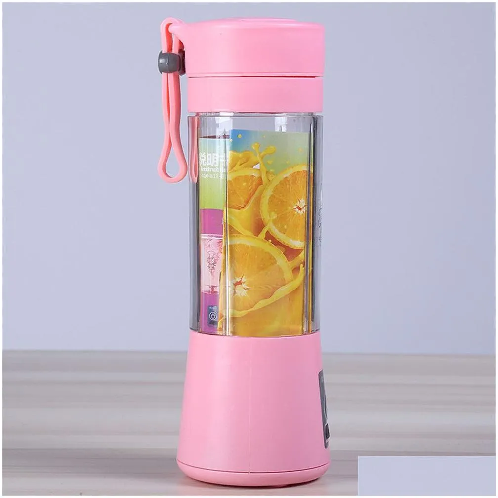 electric fruit juicer 6 blandes 400ml portable juice extractor squeezers household multi-functional cup 4 colors