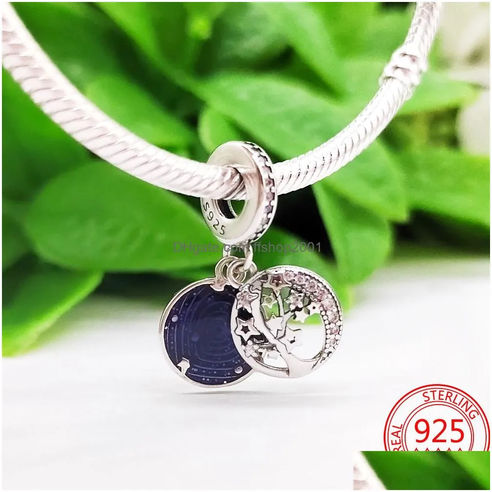  100 925 sterling silver travel astronaut crescent galaxy charm bracelet for pandora fashion charm diy high jewelry