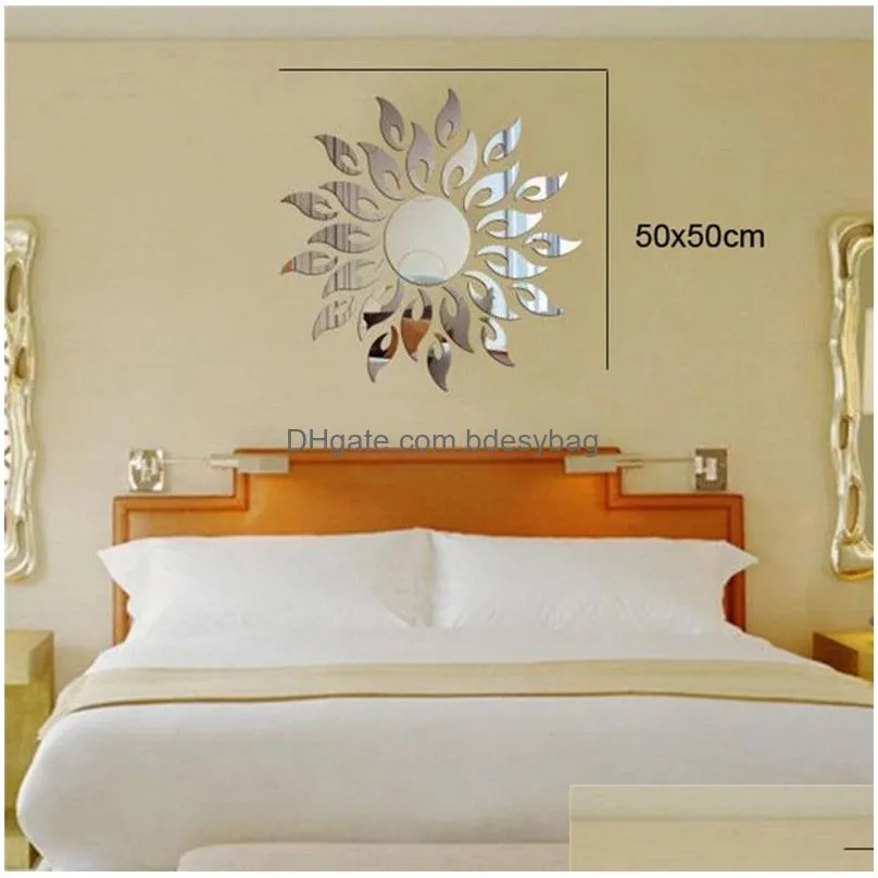 wall stickers sun 3d mirror wall stickers diy home room wall tv cabinet ceiling art decor