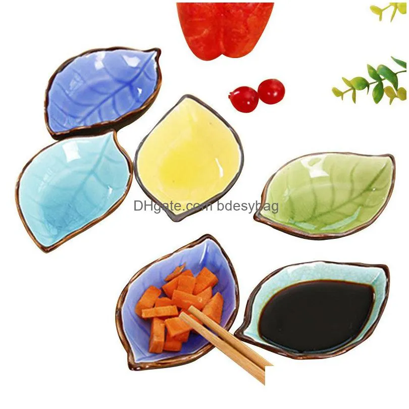 japanese seasoning dish kitchen vinegar seasoning sauce plate handcraft leaves ceramic plates japanese sushi sauce dishes