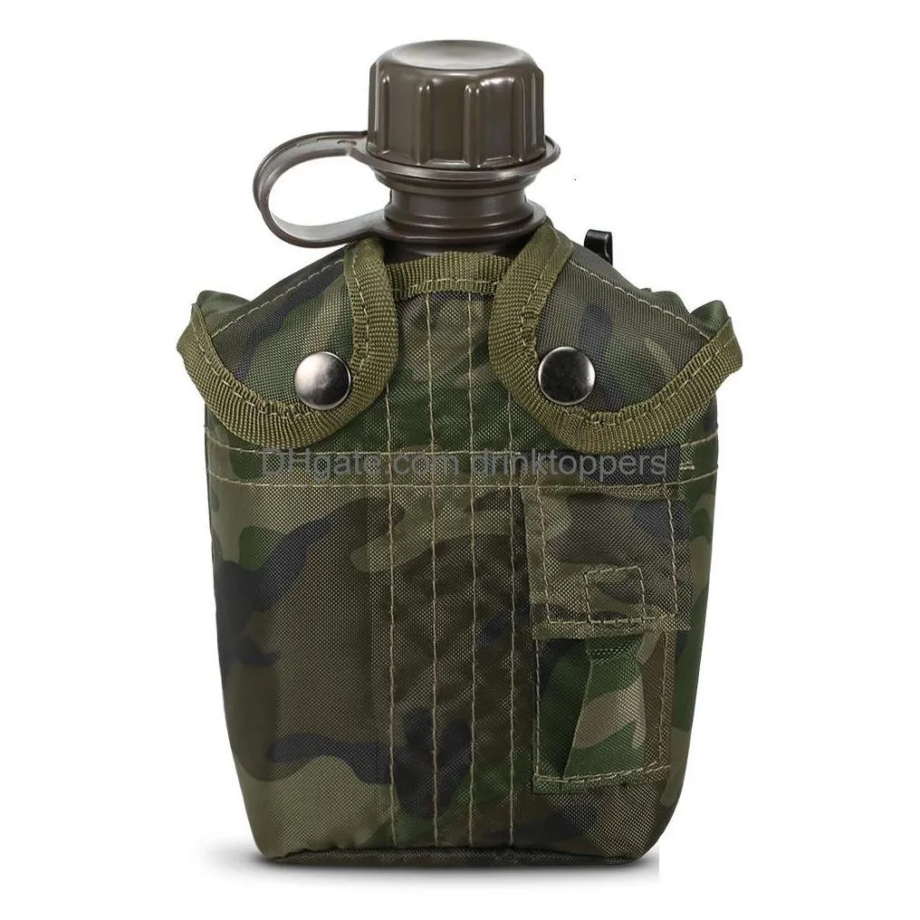 tumblers 1l outdoor military canteen bottle camping hiking backpacking survival water bottle kettle with cover canteen kettle 230510
