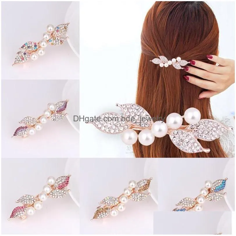 fashion barrette bow designs pearl crystal rhinestones hair clips wedding bridal barrettes hairs jewelry accessories