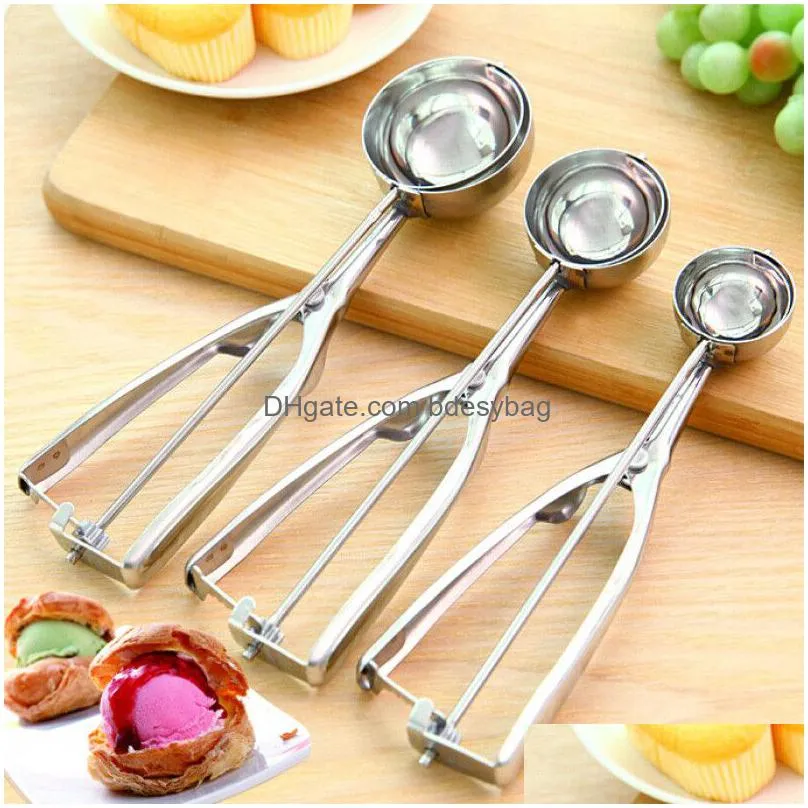 ice cream scoop 4cm 5cm 6cm watermelon ice cream spoon mash potato scoop stainless steel spoon