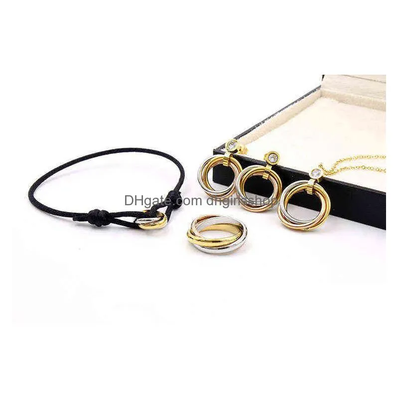 316l stainless steel trinity ring string bracelet three rings hand strap couple bracelets for women and men fashion jewwelry famous brand