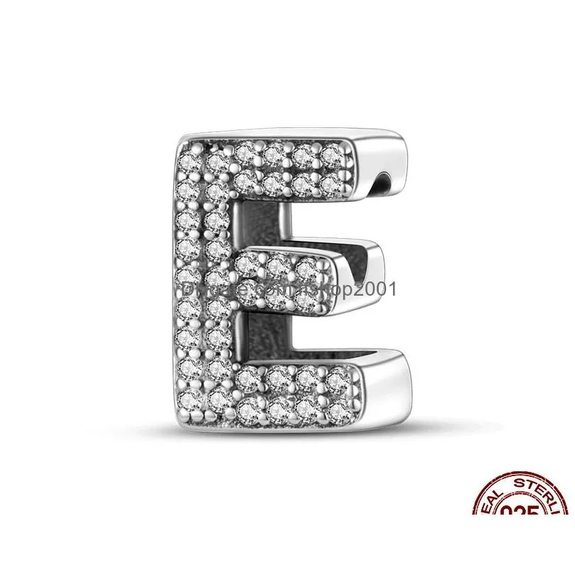 pandora original s925 sterling silver 26 letters a-z series bead charm is suitable for bracelet diy fashion jewelry accessories