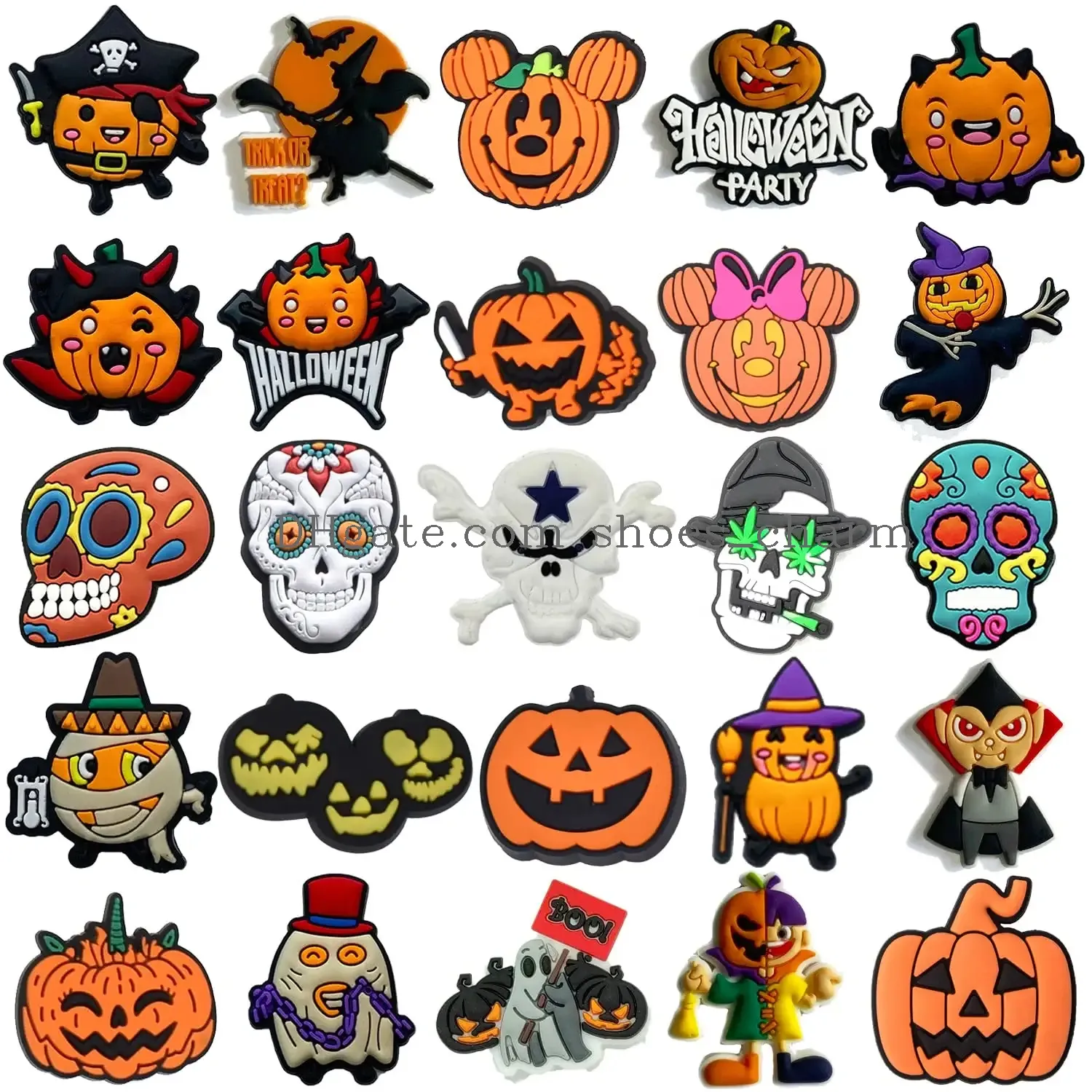 halloween shoe charms fit for clog pins for girls boys cute witch accessories pumpkin skull christmas gift shoe decoration charms