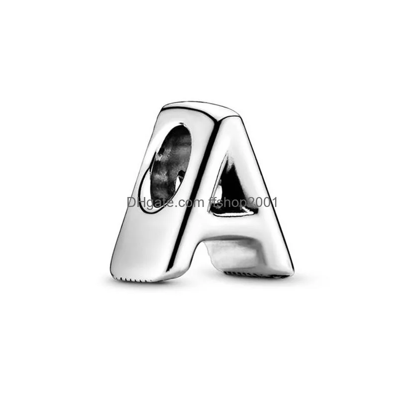  925 sterling silver 26 english alphabet charm beads suitable for original pandora bracelet necklace ladies jewelry accessories