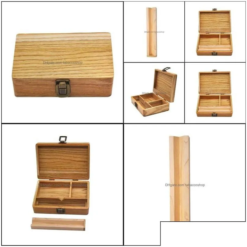 other smoking accessories smoke wooden stash box with rolling tray natural handmade wood tobacco and herbal storage for pipe drop del