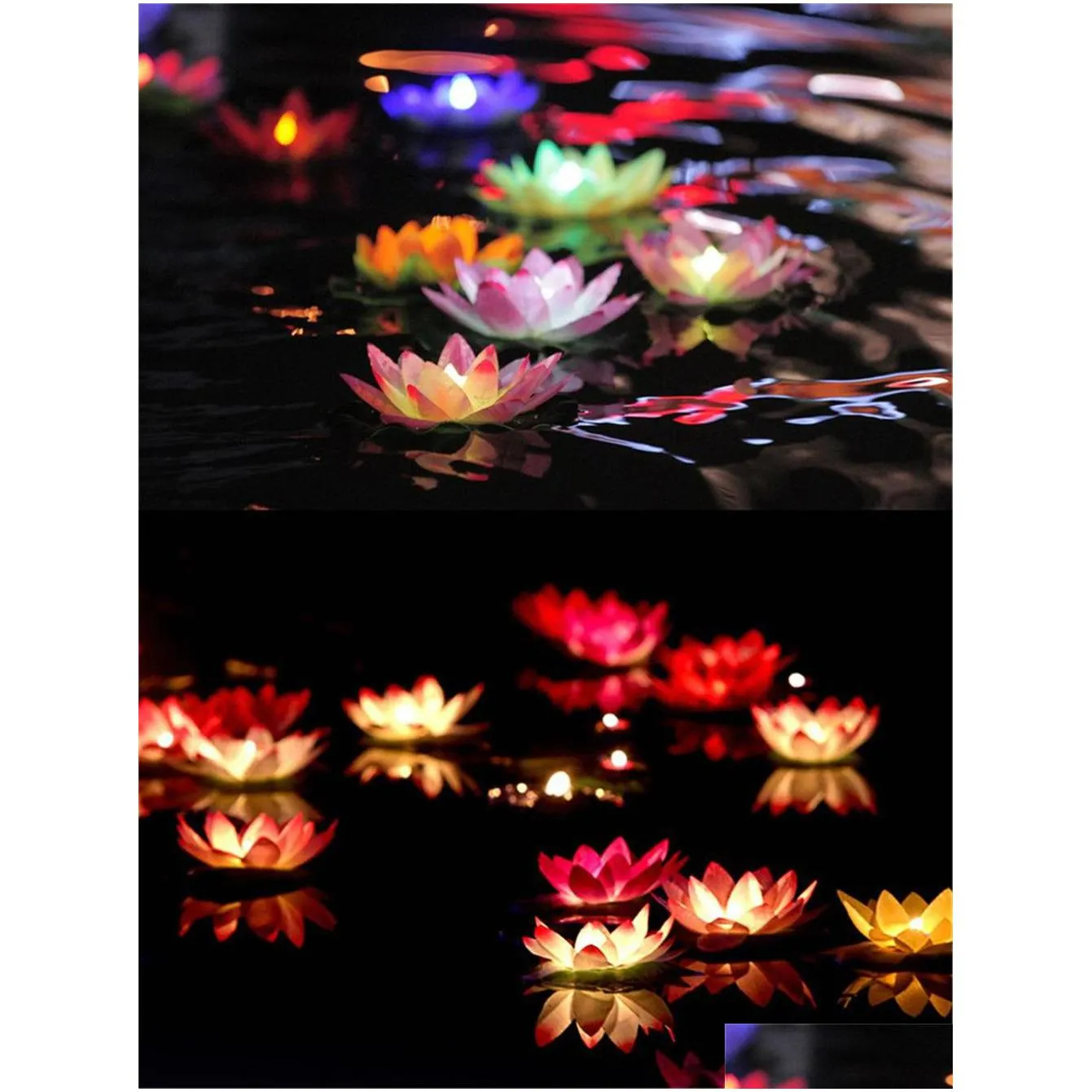festive diameter 18 cm led lotus lamp in colorful changed floating water pool wishing light lamps lanterns for party decoration xb1