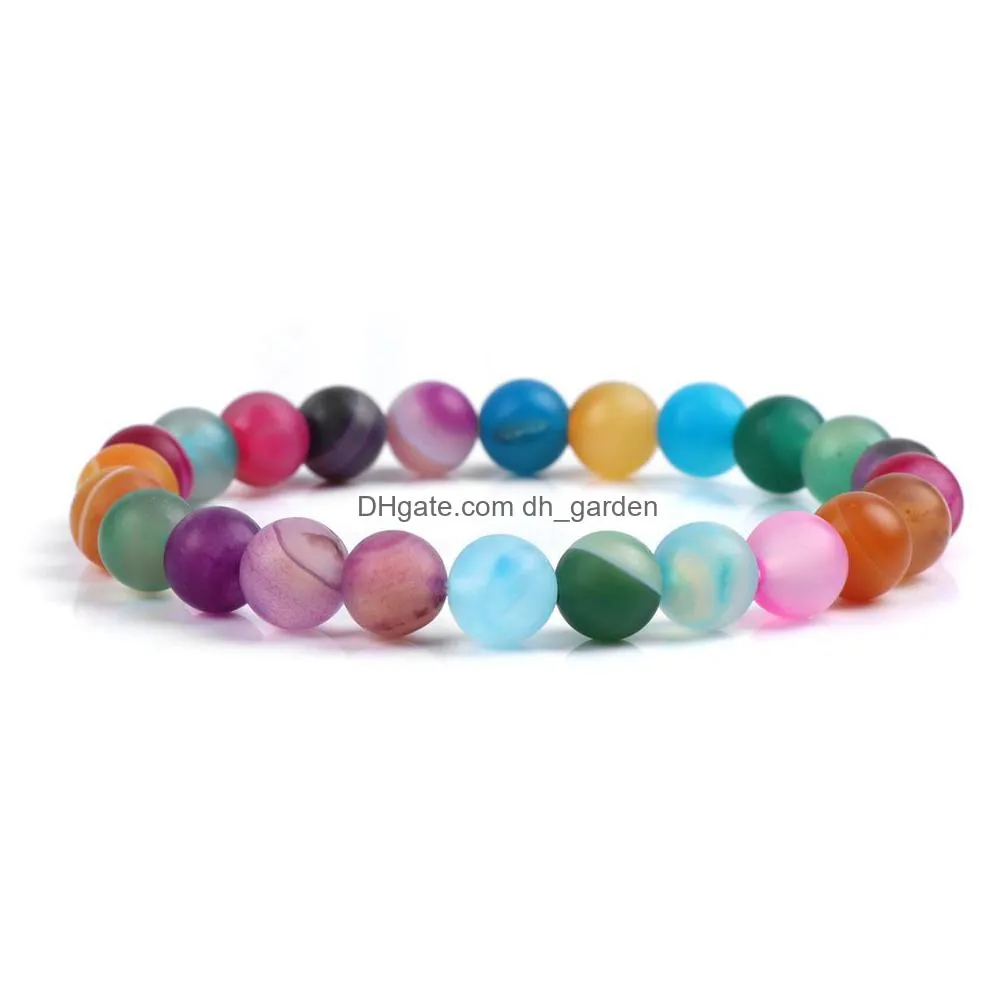 colors 8mm natural stone strand bracelets for women elasticity fluorite agate yoga bangle men jewelry