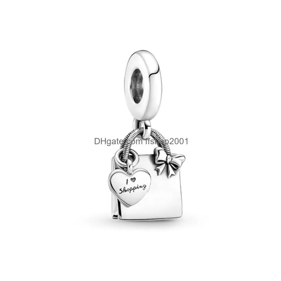  silver fashion bag series pendant amulet fit pandora original women bracelet diy fine dangle 925 jewelry suitcase bead charm