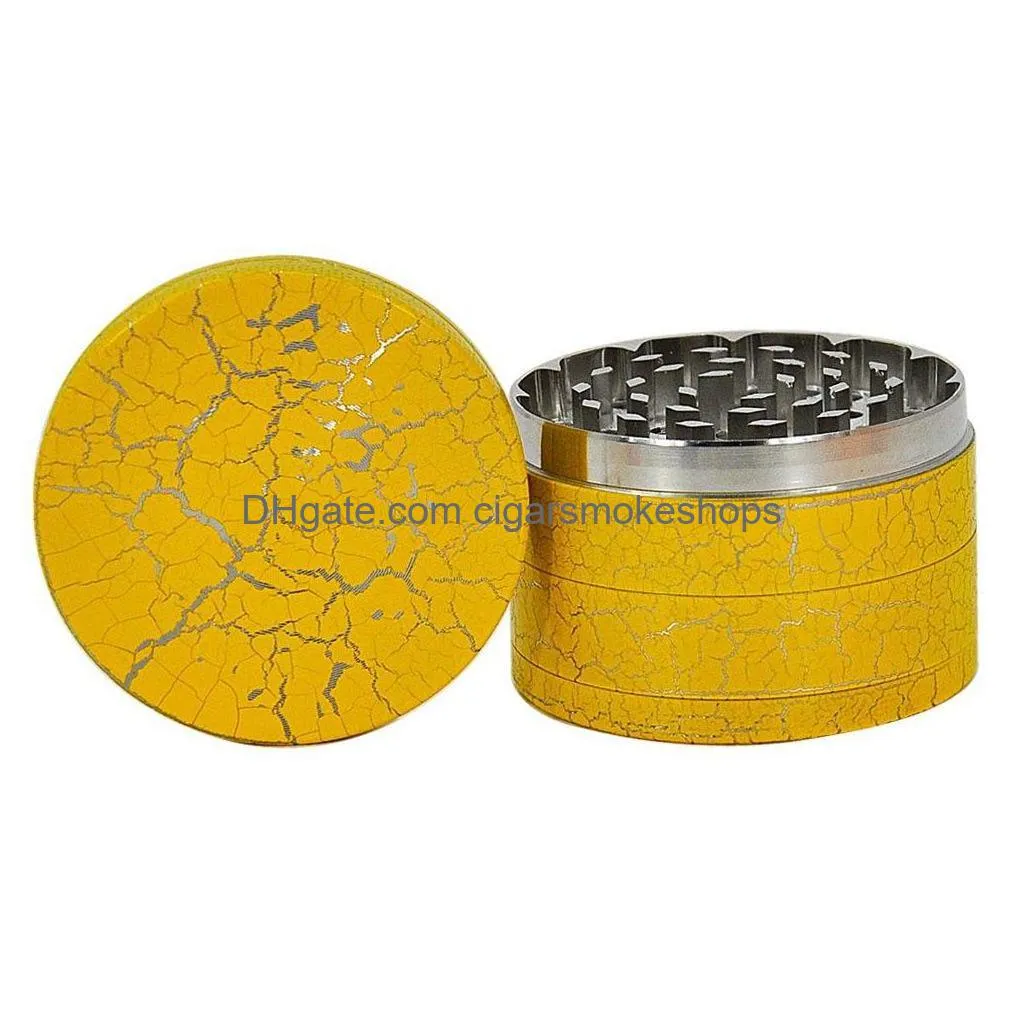 chromium crusher crack pattern tobacco herb grinders smoke accessory four-layer zinc alloy 50mm smoke grinder metal grinders